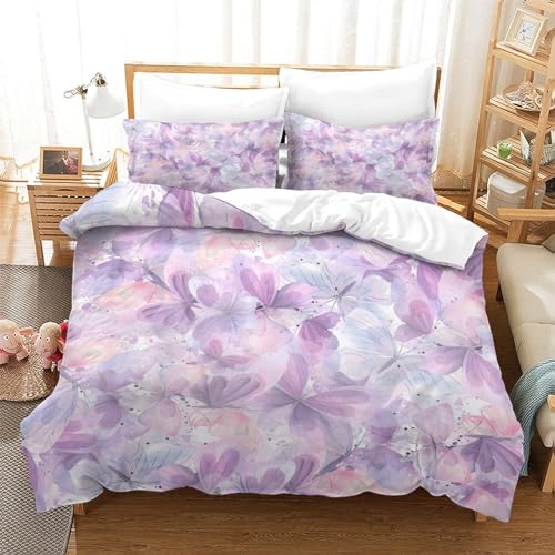 Flieder, Rosa, Blaue Schmetterlinge Bettwäschegarnitur 3D Gedruckter Bettbezug Set Für Kinder Mädchen Jungen Und Kissenbezüge Bettwäsche Reissverschluss Weich Microfaser 3 Teilig Single?140x200cm? Flieder, Rosa, Blaue Schmetterlinge Bettwäschegarnitur 3D Gedruckter Bettbezug Set Für Kinder Mädchen Jungen Und Kissenbezüge Bettwäsche Reissverschluss Weich Microfaser 3 Teilig Single?140x200cm?