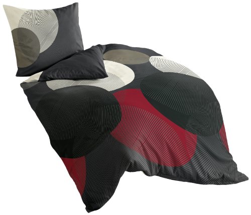 Bierbaum, Mako-Satin Bettwäsche , Designed in Germany, 6155 rot 13, 135x200 cm + 80x80 cm
