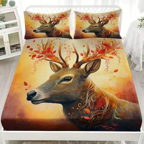 3D Spannbettlaken 140x200 cm Tiefe Tasche 30 cm Fantasie Tier Hirsch Anti-Falten Atmungsaktiv Bettwäsche-Sets Rot Orange Mikrofaser Spannbetttuch Tagesdecke für Kinder Erwachsene 3D Spannbettlaken 140x200 cm Tiefe Tasche 30 cm Fantasie Tier Hirsch Anti-Falten Atmungsaktiv Bettwäsche-Sets Rot Orange Mikrofaser Spannbetttuch Tagesdecke für Kinder Erwachsene