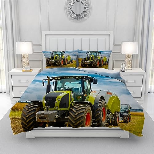 3D Traktor Bettwäsche Set,Traktor Muster gedruckt Futon Abdeckung für Kinder jungen,Weichen Bequemen Atmungsaktiv Mikrofaser Kinderzimmer Dekorative Futon Abdeckung mit Zip-Verschluss. (T2,135×200 cm)