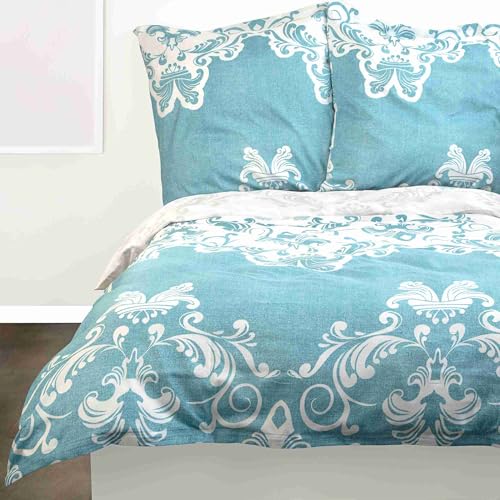 etérea Microfaser Bettwäsche 155x200 2er Set - Ganzjahres Bettbezug - Emma Karos Set mit Kissen 155x200cm + 80x80 cm Kissen - Türkis