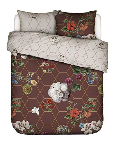ESSENZA Mako-Satin Bettwäsche Abigail Brown 1 Bettbezug 155 x 220 cm + 1 Kissenbezug 80 x 80 cm
