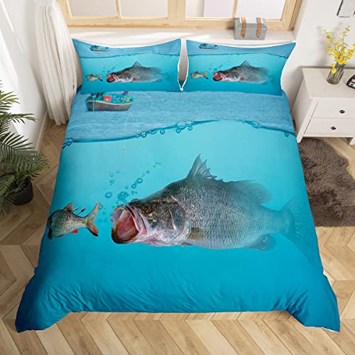 Hechtfisch-Bettwäsche-Se t, Angeln und Jagd, Bettbezug für Kinder, Barsch, Fisch, Fischmann, Bettbezug, 2 Stück, Einzelgröße