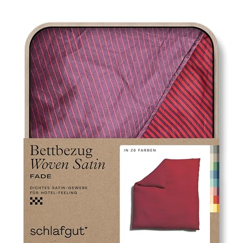schlafgut Woven Fade Satin Bettwäsche 240x220cm gestreift Bettdecke Bezug einzeln, Red Fade Deep in Hotelqualität mit 100% Baumwolle