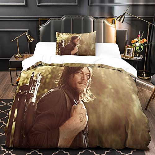 XIAOZXEYYA Bettbezug Sets Für Mädchen Jungen Teens The Walking Dead Bettwäsche Set Mikrofaser Bettbezug Mit Kissen Shams, Druck 3Pcs, Reißverschluss Single?135x200cm?