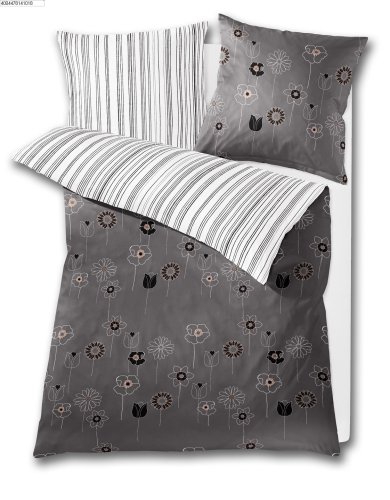 Kleine Wolke 6042901954 Bettwäsche Fiorella 155 x 220 cm und 80 x 80 cm 2-teilig anthrazit