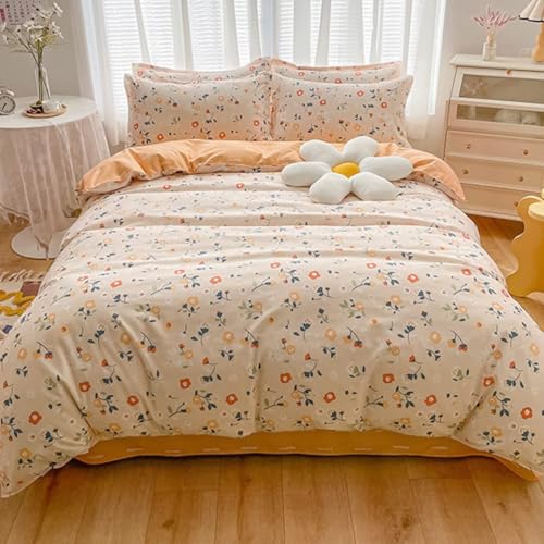 EXSANLIEAY BlüMchen Bettwäsche 135x200 - LäNdlich Wendebettwäsche, Weiche & Atmungsaktiv Microfaser Bettbezug + 2 Kissenbezug 80x80, Angenehme bettwäsche-Sets, 3 Teiligmit Reißverschluss