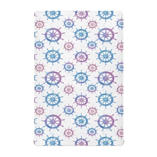 Baby-Spannbetttuch, ultraweich, atmungsaktiv, Kinderbettmatratzen, 99 x 68 cm, für Neugeborene, Kleinkinder, maschinenwaschbar, Kinderzimmer-Bettwäsche, blau-violettes Ankermuster