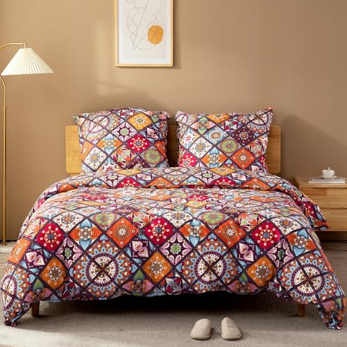 ATsense Bettwäsche 135x200 Baumwolle, Bunt Renforcé Bettwäsche-Sets ÖkoTex Bettbezug 135x200 4teilig, Super Weich, mit Reißverschluss 2X Bettwäsche + 2X Kissenbezug 40 x 80?Böhmen, Paisley?