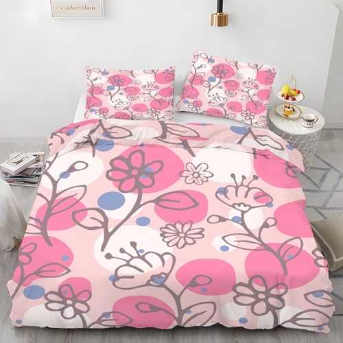 BSYYZQC Bettwäsche 135x200 Blumen Bettwäsche-Sets BlüMchen Bettbezug Weiche Atmungsaktiv Mikrofaser mit Reißverschluss und 2 Kissenbezüge 80x80 für Kinder Geeignet