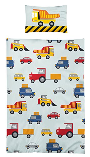Kinderbettwäsche Baby Bettwäsche Microfaser 100x135 Baustelle 415398