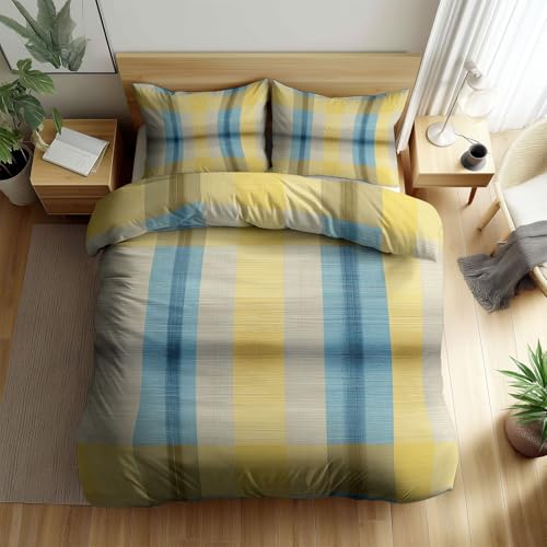 Quixora Bettbezug Einzelbett 135 x 200 cm Gitter Gelb Hellblau Gitter Wendebettwäsche Bettwäsche Set mit Reißverschluss 3 Teilig Weiche Steppdeckenbezug+ Kissenbezüge 80x80 cm Quixora Bettbezug Einzelbett 135 x 200 cm Gitter Gelb Hellblau Gitter Wendebettwäsche Bettwäsche Set mit Reißverschluss 3 Teilig Weiche Steppdeckenbezug+ Kissenbezüge 80x80 cm