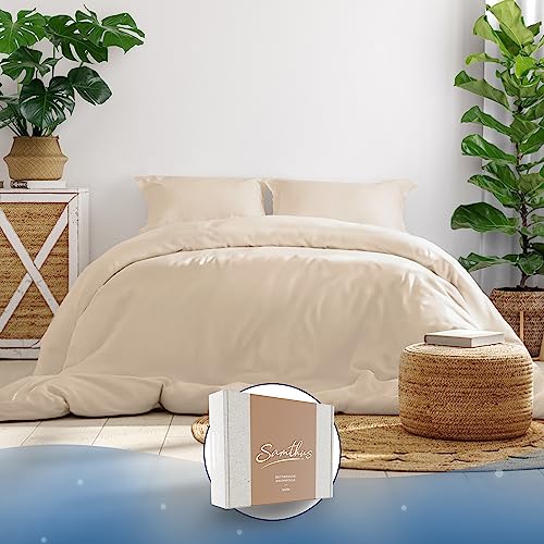 Samthus Bettwäsche 200x200 Baumwolle Satin - Oeko-Tex Made In Green - Himmlisch weicher Schlaf - Bettwäsche-Set mit 1x Bettbezug 200x200 + 2X Kissenbezug 80x80 - Duvet Cover - Beige