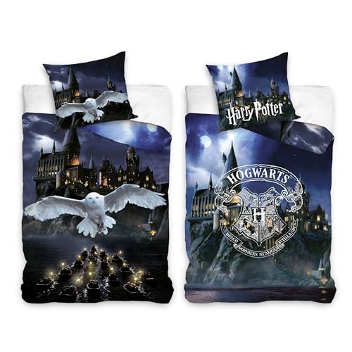 Harry Potter Bettwäsche Deckenbezug 135x200 & Kissenbezug 80x80 cm · Kinderbettwäsche Oeko-Tex Zertifiziert aus 100% Baumwolle mit Reißverschluss · Bettwäsche mit Wende-Motiv Eule Hedwig & Hogwarts Harry Potter Bettwäsche Deckenbezug 135x200 & Kissenbezug 80x80 cm · Kinderbettwäsche Oeko-Tex Zertifiziert aus 100% Baumwolle mit Reißverschluss · Bettwäsche mit Wende-Motiv Eule Hedwig & Hogwarts