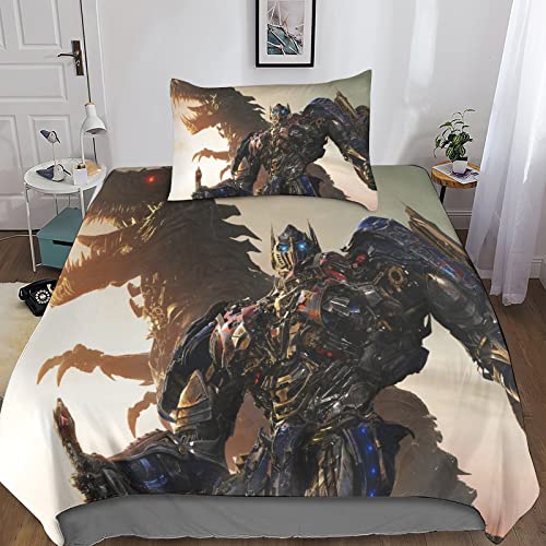 YINGD Transform-Bettwäsche-Set , 3D-Film, Bettwäsche mit Reißverschluss, Kissenbezügen, Mikrofaser, 2-teilig, für Erwachsene, Kinder, Mädchen, Einzelbett, 140 x 200 cm