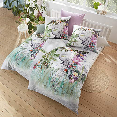 Fleuresse Mako-Satin Bettwäsche Bed Art S Dschungel Multicolor 1 Bettbezug 135x200 cm + 1 Kissenbezug 80x80 cm