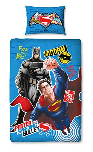 DC Comics Batman V Superman Bettbezug-Set, Polyester-Baumwolle, Mehrfarbig, Einzelbett DC Comics Batman V Superman Bettbezug-Set, Polyester-Baumwolle, Mehrfarbig, Einzelbett