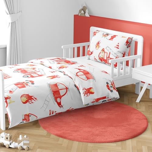 MTOnlinehandel Babybettwäsche 100x135 cm Set – 2-teilig mit Kissenbezug 40x60 – Kinderbettwäsche Little Hero Tiere - Baumwolle – Feuerwehr & Feuerwehrauto Motiv – Oeko-TEX Zertifiziert MTOnlinehandel Babybettwäsche 100x135 cm Set – 2-teilig mit Kissenbezug 40x60 – Kinderbettwäsche Little Hero Tiere - Baumwolle – Feuerwehr & Feuerwehrauto Motiv – Oeko-TEX Zertifiziert