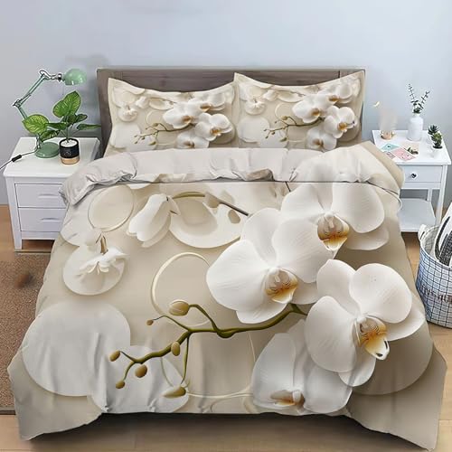 JEDTAKCT 3D Phalaenopsis Bettwäsche Kinder Moderne Geometrie Bettbezug, Lustige Creme Pflegeleicht Mikrofaser Bettwäsche Reißverschluss 2 Kissenbezügen (220X240Cm)