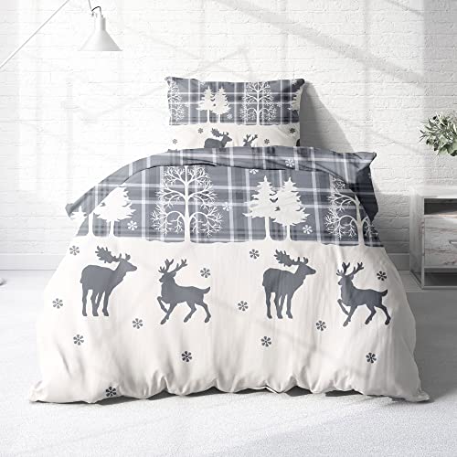 Träumschön Biber Bettwäsche Set 2tlg 135x200 cm + 80x80 cm – Flauschige Winterbettwäsche Grau – Weiche Winterbettwäsche mit Rentieren - Atmungsaktiv, Warm & Hautfreundlich - 100% Baumwolle Träumschön Biber Bettwäsche Set 2tlg 135x200 cm + 80x80 cm – Flauschige Winterbettwäsche Grau – Weiche Winterbettwäsche mit Rentieren - Atmungsaktiv, Warm & Hautfreundlich - 100% Baumwolle