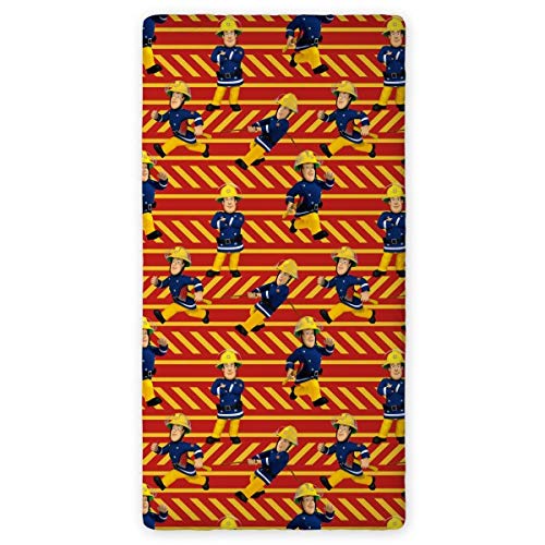 Sam le Pompier - Spannbettlaken für Kinder, Rot – Bettwäsche 90 x 190 cm