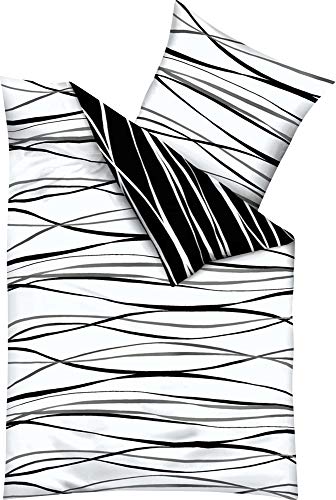 Kaeppel Wendebettwäsche Mako-Satin schwarz-weiß Größe 1x 135x200 cm + 1x 80x80 cm
