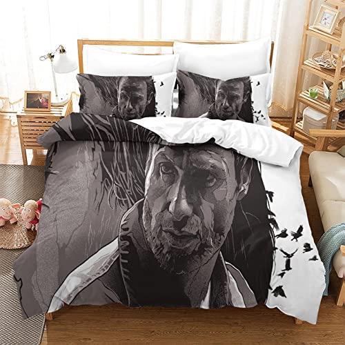 OROXCO The Walking Dead Poster Kingsize Bettbezug 3D-Druck Mit Reißverschluss, Geschlossen, Mit Kissenbezug, Mikrofaser-Steppbettbezug -Set King?220x240cm?