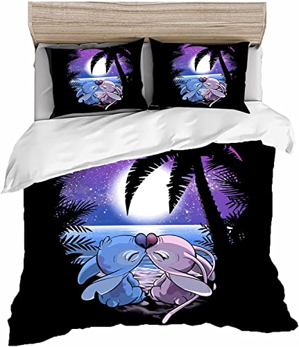 ZKDT Bettwäsche-Sets,3D Anime Cartoon Bettwäsche 135x200cm, Microfaser Bettbezug und Kissenbezug 80x80cm 3 Teilig Sets für Erwachsene Teenager Kinder