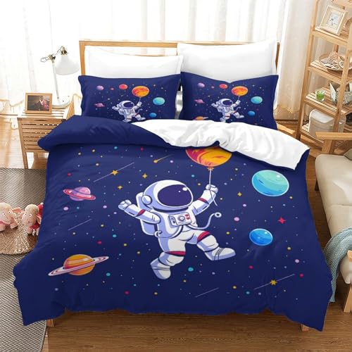LKBASOEGD Cartoon Astronaut Bettbezug Set Bettwäsche Set Kinderbettwäsche Reißverschluss Mit Kissenbezügen Betten Set Für Jugendliche Kinder Schlafzimmer Single?140x200cm? LKBASOEGD Cartoon Astronaut Bettbezug Set Bettwäsche Set Kinderbettwäsche Reißverschluss Mit Kissenbezügen Betten Set Für Jugendliche Kinder Schlafzimmer Single?140x200cm?