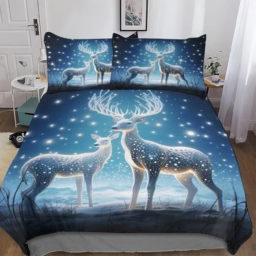 GGJJTT Hirsch 3D Print Bettwäsche Bettbezug Microfaser Deckenbezug 2teilig Mit Kissenbezug Erwachsene Teenager Kinder Bettbezüge Single135x200cm