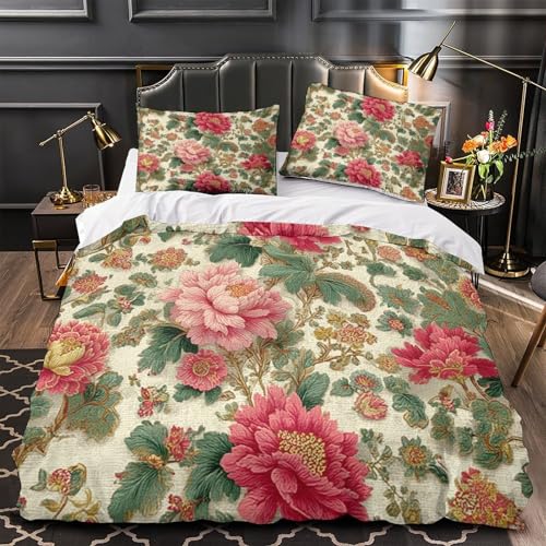 VOXYTMLWG Wedding Dekor Bequem 3D Druck Bettwäsche-Set 3 Stück Zip Verschluss elegant Blütenmuster Bettdeckenbezug Pflegeleicht for Jungen,Teenager,Männer,J ugendliche Single?140x200cm?