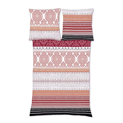 fleuresse Bettwäsche Feinbiber Ziegelrot Größe 155x220 cm (80x80 cm)