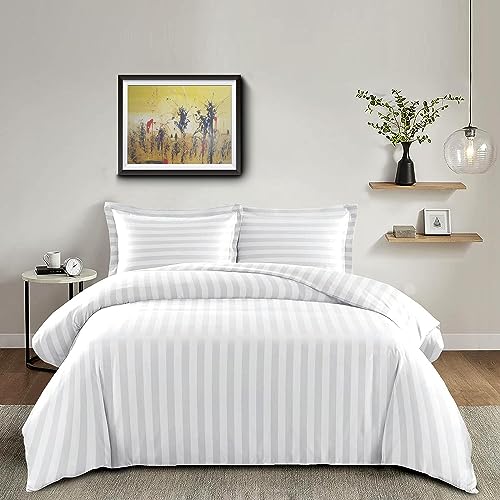 Lux Dream Bettwäsche 150x210 Bettbezug & Kissenbezug 2-teiliges Bettwäsche-Set aus 100% ägyptischer Baumwolle ÖkoTex-Zertifiziert, 1 Bettbezug & 1 Kissenbezug 50x60 (Weiß, 150 x 210 cm)