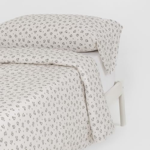 TRAMAS+ Bettwäsche 100% Bedruckte Baumwolle, Bett 135, Bettbezug de 220x220cm y 1 Kissenbezug 155x45cm - Juno Verde Seco