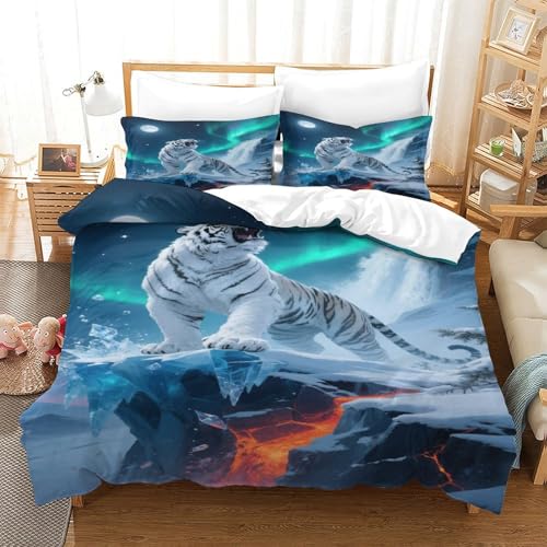 CHUIYUFULAN Tiger Bettbezug Bettwäsche-Sets Kinderbettwäsche-Set Reißverschluss Mit Kissenbezug, Betten Set Für Jugendliche Kinder Schlafzimmer Single?140x200cm?