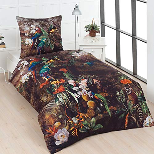 Traumschlaf Mako-Satin Bettwäsche Papagei 1 Bettbezug 135 x 200 cm + 1 Kissenbezug 80 x 80 cm