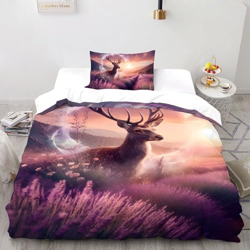 SHOVERKD Dschungel Bettwäsche 3D Effekt Wild Wald Tiere Für Teens, Mikrofaser Polyester Verstecktem Reißverschluss 2Pcs Inkl. Single?135x200cm?