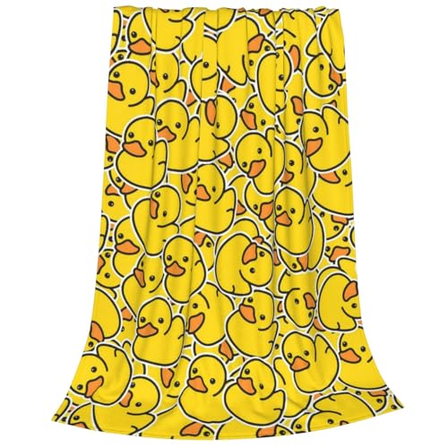 Newhomestyle Gelbe Entendecke, gemütliche, pillingfreie, süße Überwurfdecke, weiche, warme, leichte Flanelldecken, Ganzjahres-Bettwäsche für Bett, Couch, Schlafzimmer, Sofa, 100 x 125 cm