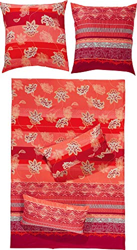 Erwin Müller Flanell Bettwäsche, Bettgarnitur mit orientalischen Blumen-Ornamenten rot Größe 40x80 cm / 155x220 cm - klimaausgleichend, mit Reißverschluss, 100% Baumwolle (weitere Größen) Erwin Müller Flanell Bettwäsche, Bettgarnitur mit orientalischen Blumen-Ornamenten rot Größe 40x80 cm / 155x220 cm - klimaausgleichend, mit Reißverschluss, 100% Baumwolle (weitere Größen)