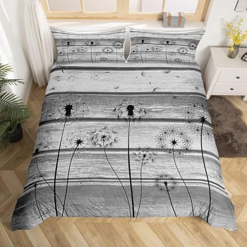 TMMDH Bettwäsche 135x200 cm 3teilig Set, Pusteblume Brett 3D Drucke Mikrofaser Bettbezug Set Bügelfrei & Knitterfrei mit Reißverschluss und 2 Kissenbezug 80x80 cm