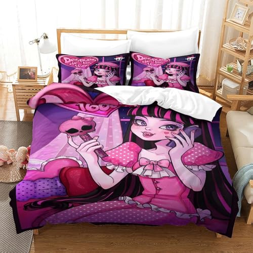 AYZOFCNDK Bettbezug Set Bettwäschegarnitur Für Kinder Mädchen Jungen 3D Gedruckter Animierte Charaktere Und Kissenbezüge Reissverschluss Bettwäsche Weich Microfaser 3 Teilig Double?200x200cm?
