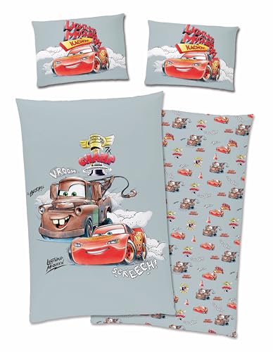 Disney Cars - Auto Bettwäsche 40x60 + 100x135 cm, 100% Baumwolle mit Reißverschluss Disney Cars - Auto Bettwäsche 40x60 + 100x135 cm, 100% Baumwolle mit Reißverschluss
