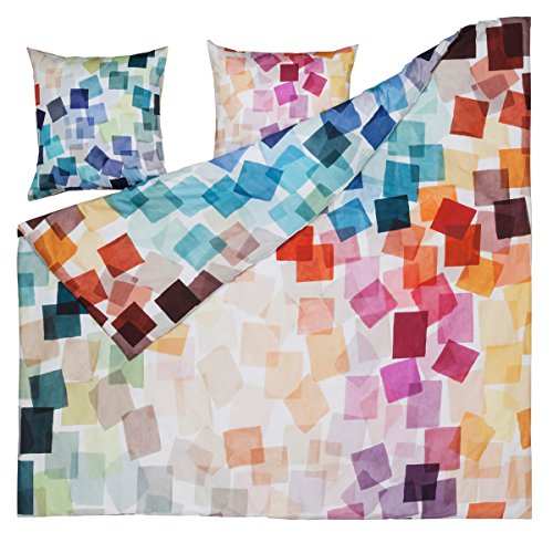 ESTELLA Mako-Satin Bettwäsche Puzzle Multicolor 1 Bettbezug 135 x 200 cm + 1 Kissenbezug 80 x 80 cm