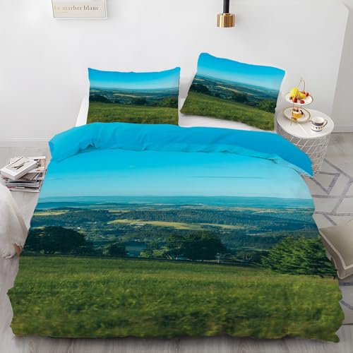 EXSANLIEAY Schneeberg Bettwäsche 135x200 - Wiese Wendebettwäsche, Weiche & Atmungsaktiv Microfaser Bettbezug + 2 Kissenbezug 80x80, Angenehme bettwäsche-Sets, 3 Teiligmit Reißverschluss