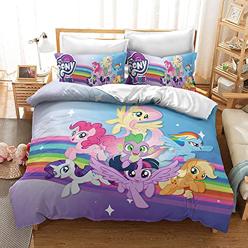 YINGD Bettbezug-Set für Einzelbett und My Little Pony Friendship is Magic, Anti-Falten-Bettwäsche, 140 x 200 cm