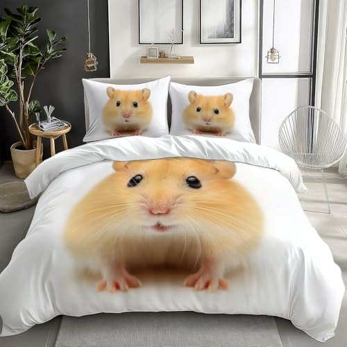 Generisch Animal Print Maus Muster Bettbezug 135 x 200 cm, Weich Mikrofaser Tierdruck Bettwäsche Set Mädchenbettwäsche Kinderbettwäsche und Kissenbezug mit Reißverschluss