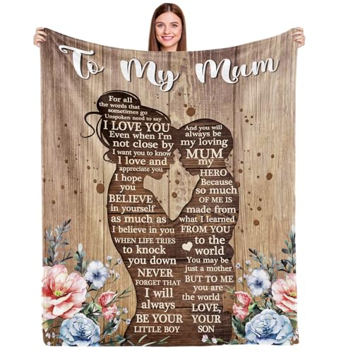 COZYCRIB Geschenke für Mama, Decke, Mutter, Weihnachten, Geburtstag, neue Mutter, Geschenke für Mama vom Sohn, Mutter, Geschenke für Sofa, Bettwäsche, Wohnzimmer (152,4 x 127 cm)