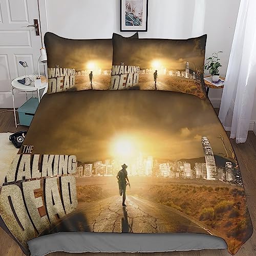 YINGD The Walking Dead 3-teiliges Bettwäsche-Set mit 3D-Bettbezug, Mikrofaser-Bettwäsche-Se t mit Doppelreißverschluss, 140 x 200 cm