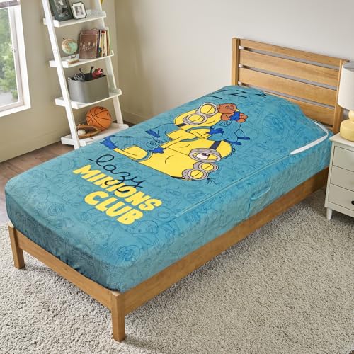 Bleacher Creatures ZippySack Bettwäsche für Doppelbett, mit Reißverschluss, superweiche Fleece Decke mit Seitentasche und strapazierfähigem Reißverschluss, einfache Bettmacherei für Kinder (Minions)