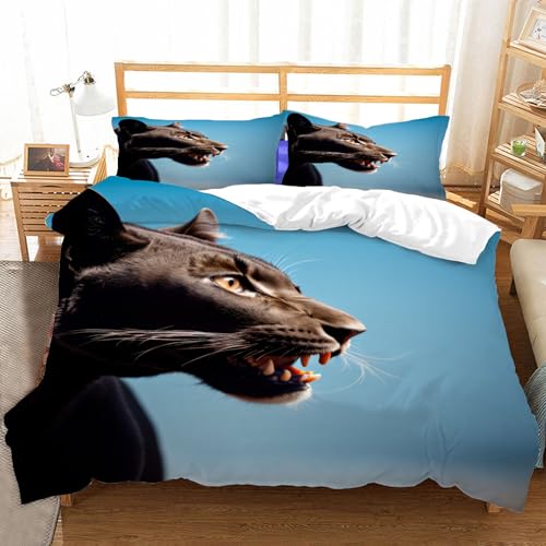 Duosm Bettwäsche 135x200 Leopard Tier 3D, Weiche Atmungsaktiv Mikrofaser Bettzeug Set Wilde Tiere Bettwäsche-Sets, Bettbezug und 2 Kissenbezug 80x80 cm